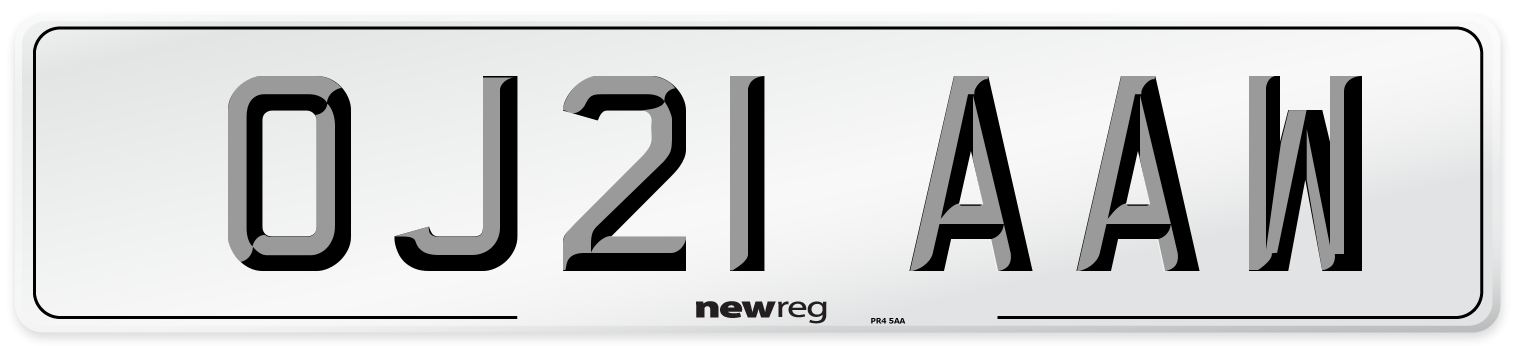 OJ21 AAW Number Plate from New Reg